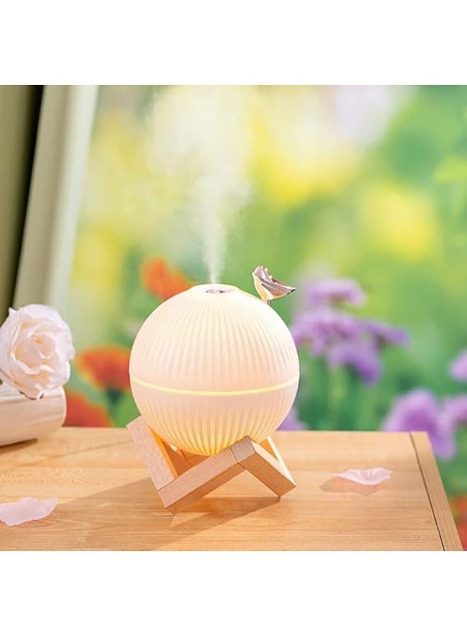 Elegant "Lark" Design Aroma Diffuser Humidifier - 330ml with Warm Night Light and Wooden Stand - USB Powered - Perfect for Bedroom, Yoga, Office (Bird) - Image 5