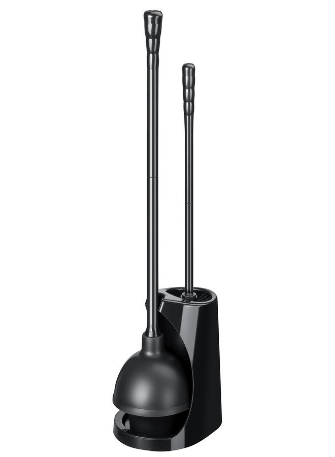 Qaestfy Toilet Plunger and Brush Set for Bathroom Cleaning, 2-in-1 Long Handle Toilet Bowl Brush with Stiff Bristles & Powerful Plunger, Space-Saving Holder - Image 1