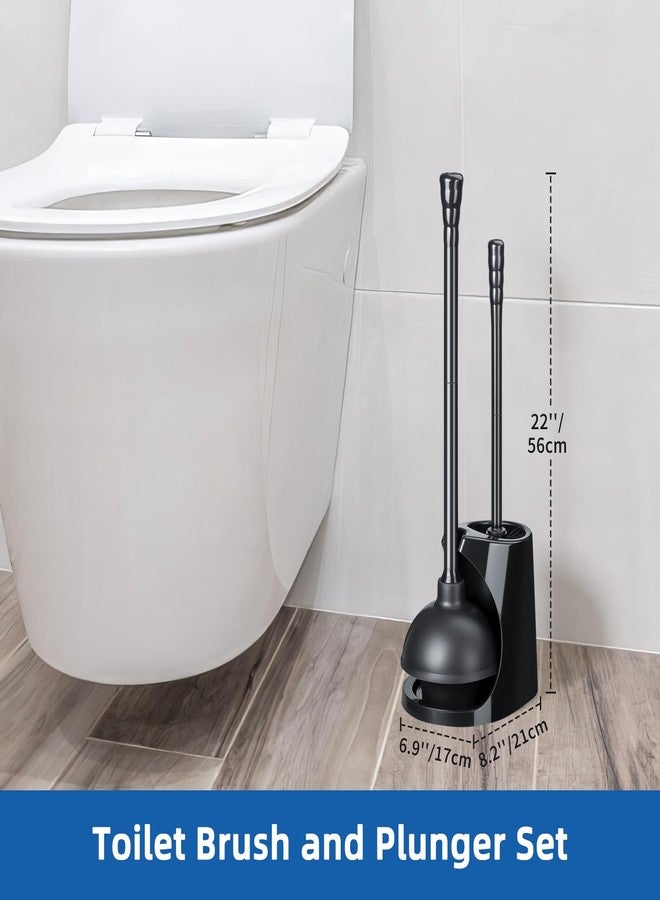 Qaestfy Toilet Plunger and Brush Set for Bathroom Cleaning, 2-in-1 Long Handle Toilet Bowl Brush with Stiff Bristles & Powerful Plunger, Space-Saving Holder - Image 2