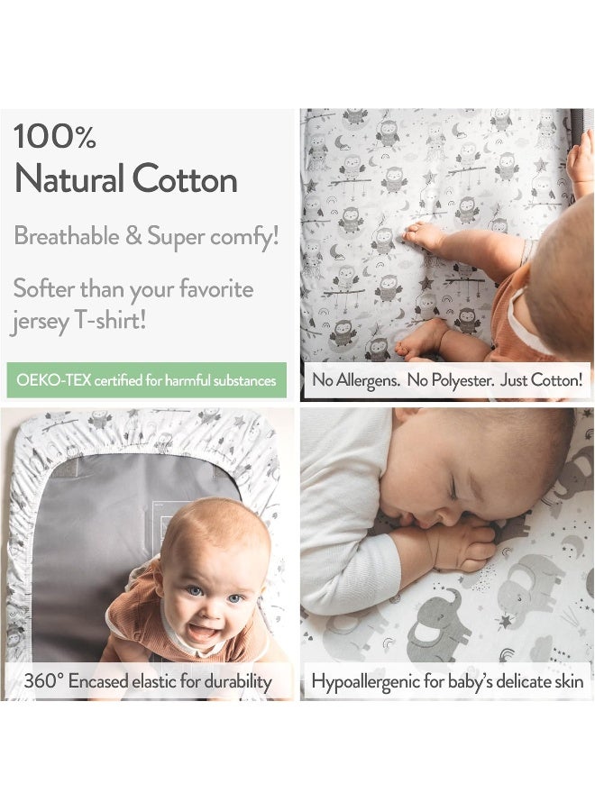 Joey + Joan Joey + Joan Bedside Sleeper Bassinet Sheets for 32 x 19 Inch Mattress Pad – Compatible with Ronbei, Pamobabe, Lucky Dove, Nordmiex Bassinet – 100% Jersey Cotton – 2 Pack - Image 3