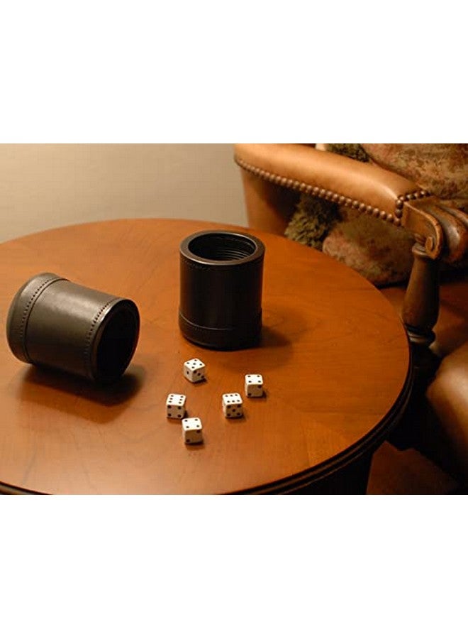 WE Games WE Games Professional, Handmade Dark Brown Leather Dice Cup Set - 5 Dice & Cloth Carry Bag - Image 3