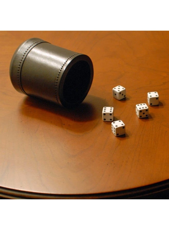 WE Games WE Games Professional, Handmade Dark Brown Leather Dice Cup Set - 5 Dice & Cloth Carry Bag - Image 4