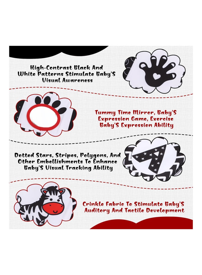 SYOSI 2 in 1 Black and White High Contrast Baby Toys, with Tummy Time Mirror for Newborn 0-3-6-12 Months, Crinkle Soft Cloth Book, Baby Toys Crawling Activity(1 Pack)  - Image 5