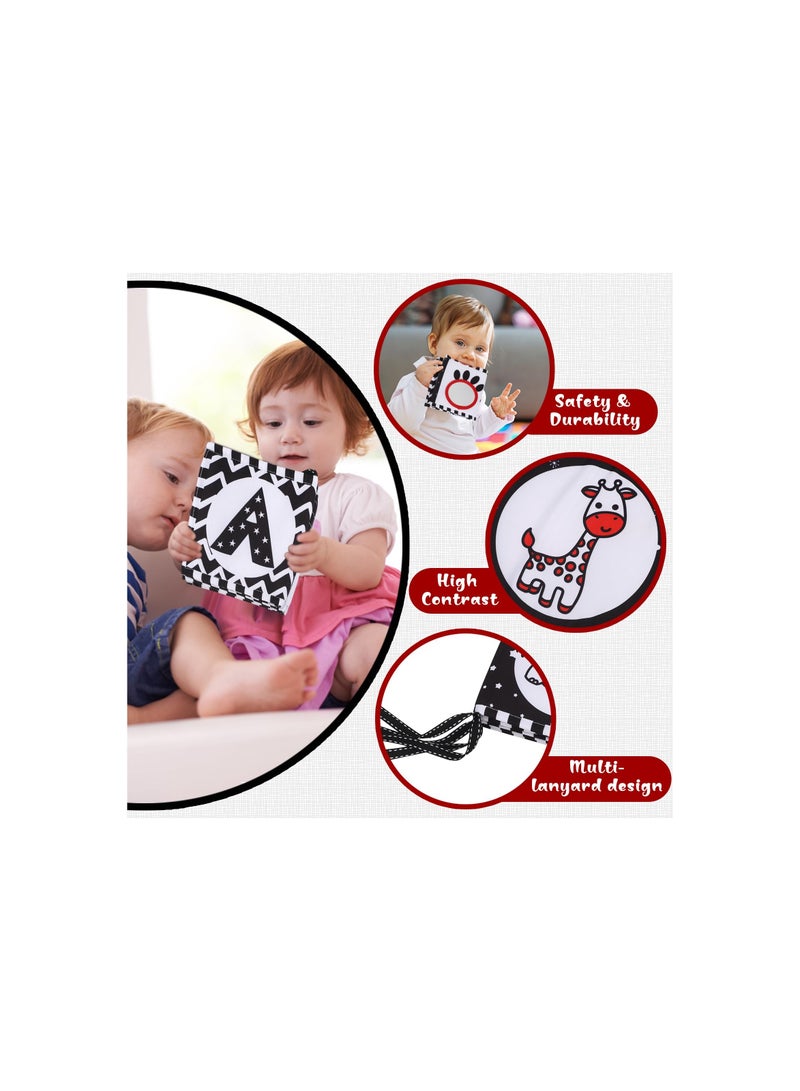 SYOSI 2 in 1 Black and White High Contrast Baby Toys, with Tummy Time Mirror for Newborn 0-3-6-12 Months, Crinkle Soft Cloth Book, Baby Toys Crawling Activity(1 Pack)  - Image 2