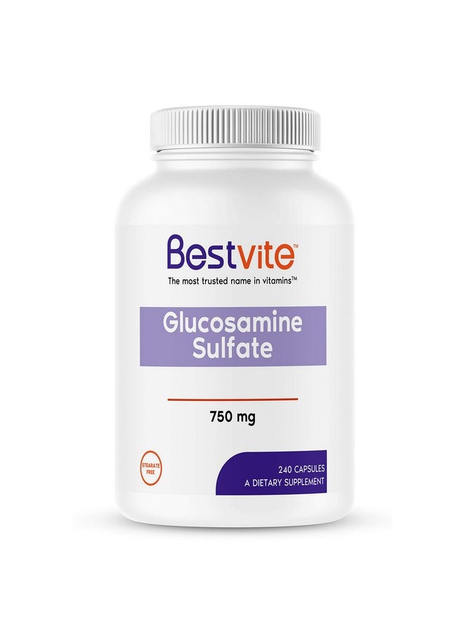 BESTVITE - Glucosamine Sulfate 750Mg Per Capsule (240 Capsules) No Stearates Gluten Free Non Gmo Joint Support - Image 1