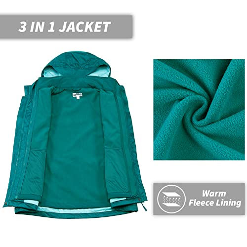 33,000ft Women's 3 in 1 Hooded Waterproof Coat Winter Ski Hiking Rain Jacket Softshell Fleece Lined Raincoat Windbreaker - Image 4