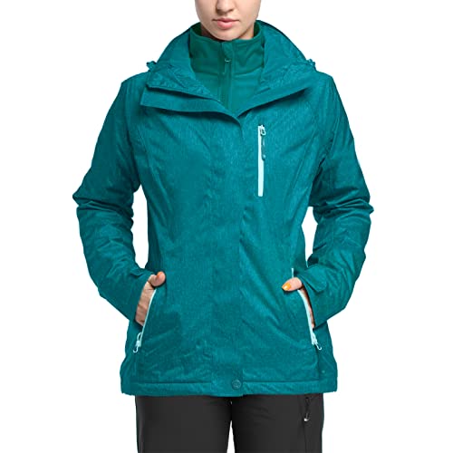 33,000ft Women's 3 in 1 Hooded Waterproof Coat Winter Ski Hiking Rain Jacket Softshell Fleece Lined Raincoat Windbreaker - Image 1