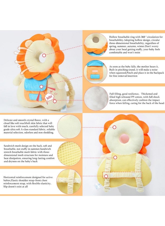 Baby Head Protector Backpack， Baby Backpack Head Protection Pillow for Falling ，Crawling, and Walking Protection, Includes Socks and Knee Pads, A Gift for Your Baby's Growth (Lion-B)  - Image 3
