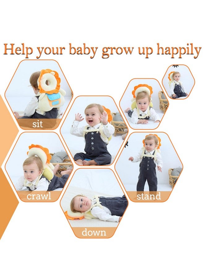 Baby Head Protector Backpack， Baby Backpack Head Protection Pillow for Falling ，Crawling, and Walking Protection, Includes Socks and Knee Pads, A Gift for Your Baby's Growth (Lion-B)  - Image 2