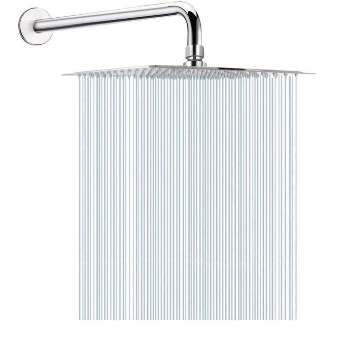 12 INCH RAIN SHOWER HEAD WITH 15 INCH EXTENSION ARM STAINLESS STEEL LARGE RAINFALL LUXURY SQUAREWATERFALL FULL BODY COVERAGEEASY TO INSTALL CHROME