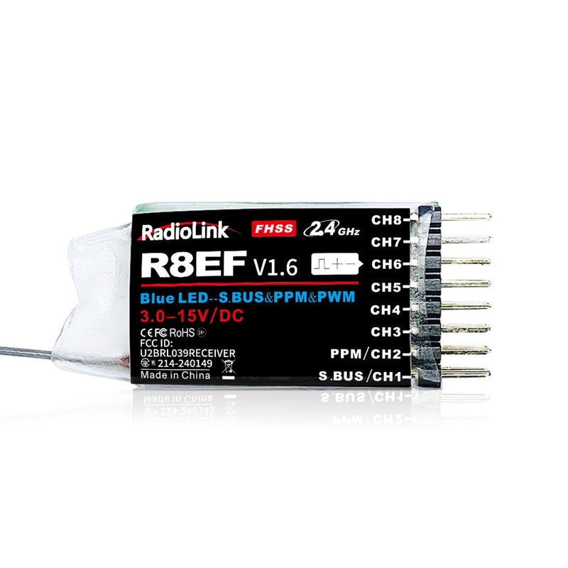 Radiolink R8EF 8 Channels 24GHz RC Receiver SBUSPPMPWM Long Range Control RX for Airplane Truck Robots Helicopter RC Transmitter T8FBT8ST12DT16DRC8XRC4GS V3RC6GS V3 - Image 2