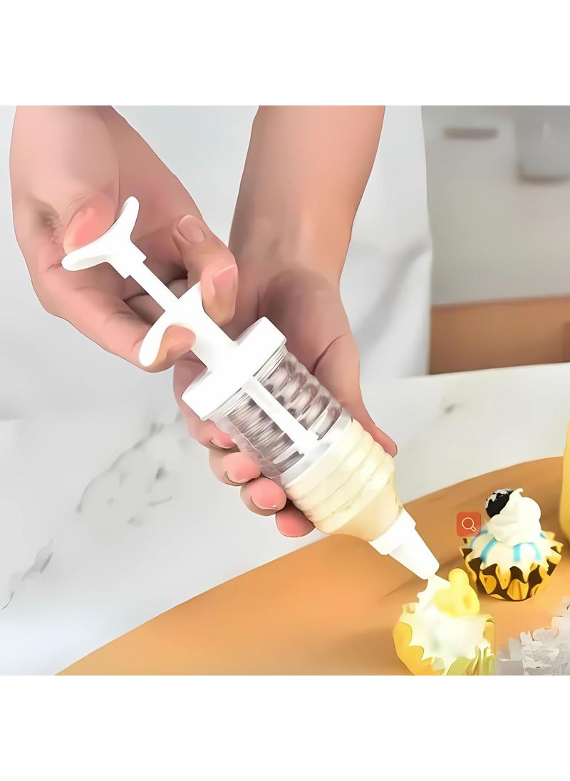 Kunji White Pipe Nozzles with Syringe8pcs Plastic Cream Baking Piping Nozzle Dispenser Icing Pastry Tips Tube Decoration Tool for Cupcake and CakeDecorating Tools  - Image 4