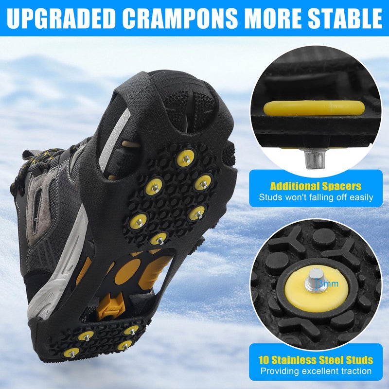 VATEICO Ice Snow Cleats for Shoes Boots Non Slip Ice Cleats Overshoe for Walking on Snow and Ice Rubber Crampons with 10-Stud Ice Rubber Cleats Slip-on Stretch Footwear (Large(7-9.5 Men/8.5-11 Women)) - Image 4