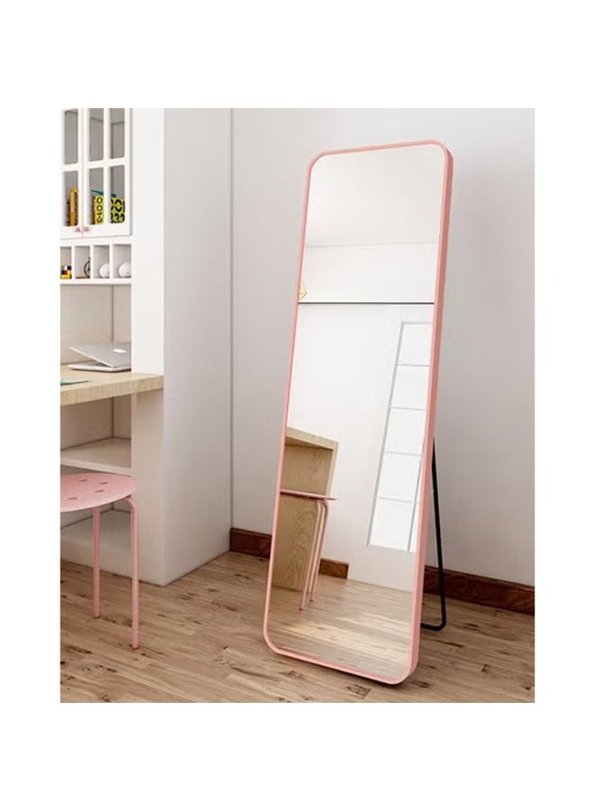 إن كي أكس مرآة طويلة للجسم بالكامل 50 × 150 سم، مرآة أرضية للتزيين بإطار من سبائك الألومنيوم، مرآة قائمة بذاتها وقابلة للإمالة لغرفة النوم وغرفة المعيشة، لون وردي - Image 2