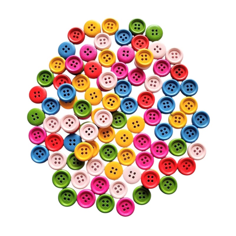 CLEZARO CLEZARO Multicolor Buttons Pack of 120 Buttons Arts and Craft Button Ideal for Shirts Blouse Sewing and Dress Making H193 - Image 1