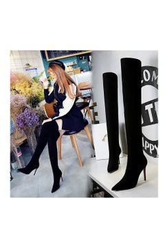 Loquat Winter Women's High Boots Thin Heels Boots Black  - Image 2