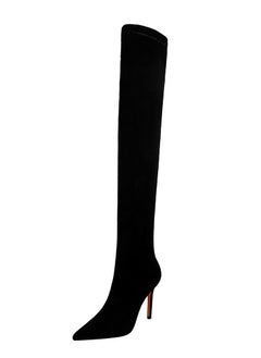 Loquat Winter Women's High Boots Thin Heels Boots Black  - Image 1