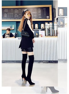 Loquat Winter Women's High Boots Thin Heels Boots Black  - Image 3