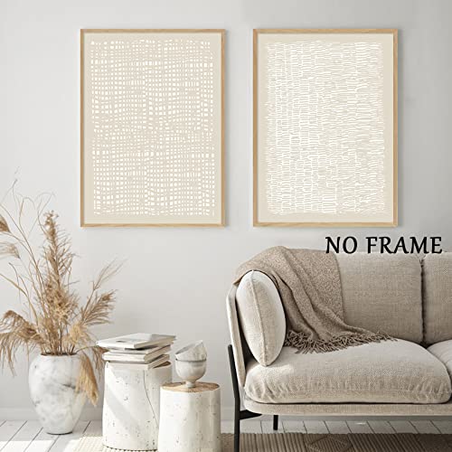 Wallvelart Abstract Beige Canvas Wall Art Boho Mid Century Modern Prints Line Art Paintings White Large Artwork Poster Neutral Minimalist Picture 16x24inchx3 No Frame - Image 2