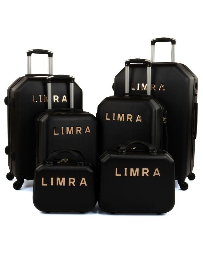 ليمرا طقم شنط سفر مكون من 6 حقائب أمتعة بتصميم حديث و صلب أسود - Image 1