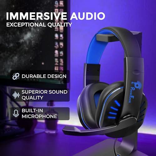 PunnkFunnk VenomHunt Gaming Headset Multi-Platform Compatible with PS4, Xbox One, PC, Nintendo Switch, Mobile, 50mm Surround Sound, Noise-Canceling Mic, LED Lights(Blue) - Image 2