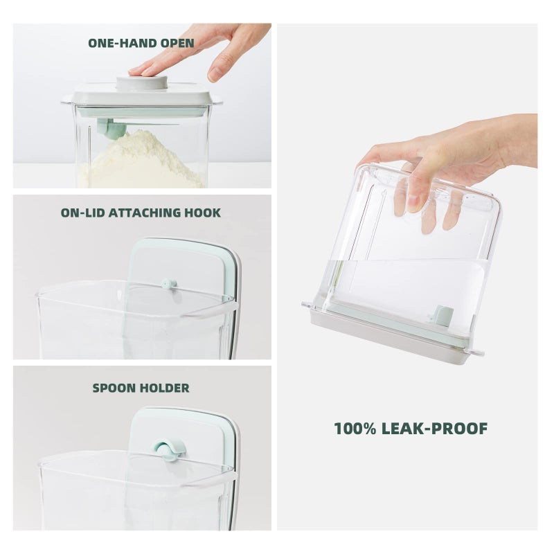 Tourdeus Formula Container - 1700ml Pop Top Milk Powder Container, BPA-Free Airtight Formula Dispenser with Scoop and Scraper 600g Clear - Image 3