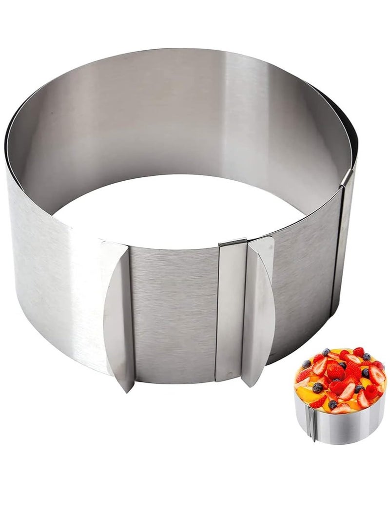 Smart Kitchen cake ring stainless steel round Adjustable perfect for cake creations, expandable diameter from 16 to 30 cm - Image 1