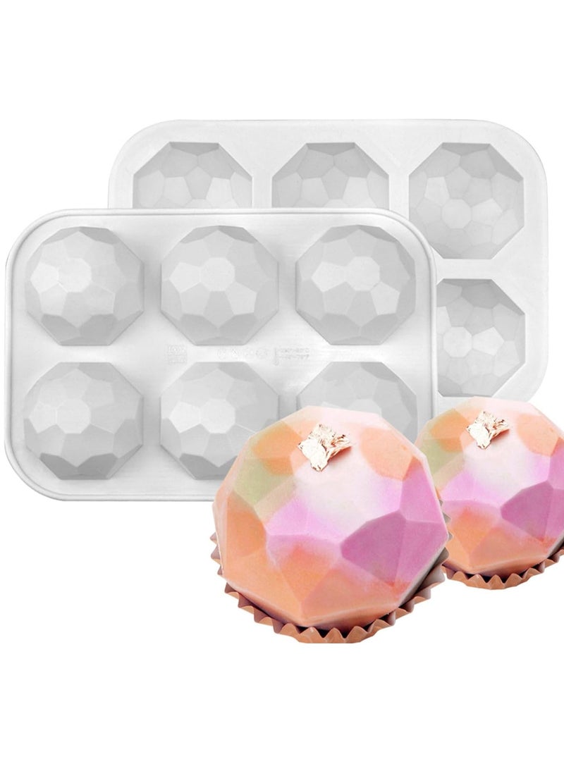 KASTWAVE 2Pcs 6-Cavity Diamond Chocolate Molds - Reusable 3D Silicone Molds for Candy, Baking, Jelly, Gummy, Fondant, Mousse Desserts - Image 1
