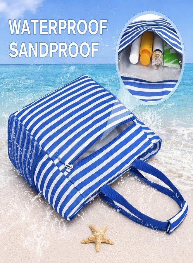 Wodsfay Waterproof Foldable Tote Bag for Travel - Large Carry-On with Zipper Pocket for Beach, Gym, Airplane & Weekend Trips, Blue, Large, Casual - Image 4