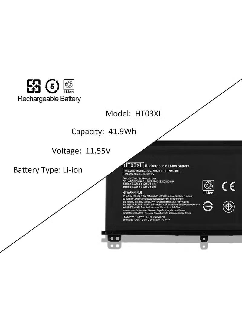 Replacement Laptop Battery HT03XL 11.55V Rechargeable Battery for Compatible Laptop Computers, Reliable Performance and Long-Lasting Power - Image 2