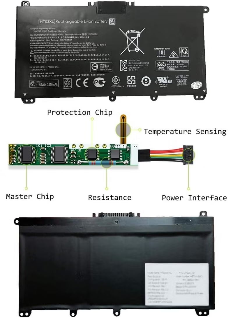 Replacement Laptop Battery HT03XL 11.55V Rechargeable Battery for Compatible Laptop Computers, Reliable Performance and Long-Lasting Power - Image 4