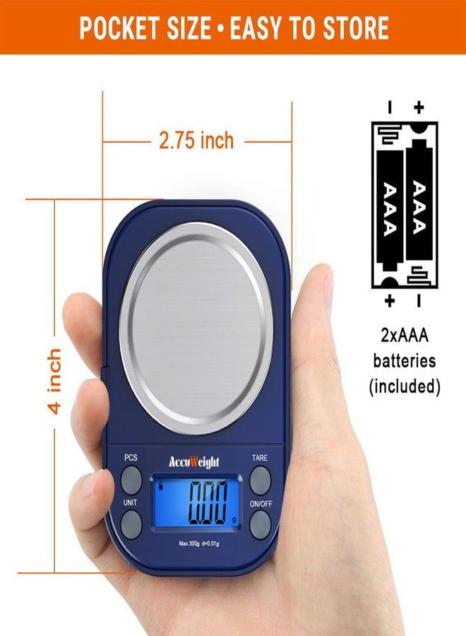 اكيووايت ميزان رقمي AccuWeight بالجرام، سعة 300 غرام/0.01 غرام، ميزان جيب صغير للقهوة عالي الدقة، ميزان مجوهرات مزود بخاصية التصفير والمعايرة، مناسب لميزان الطعام في المطبخ. - Image 4
