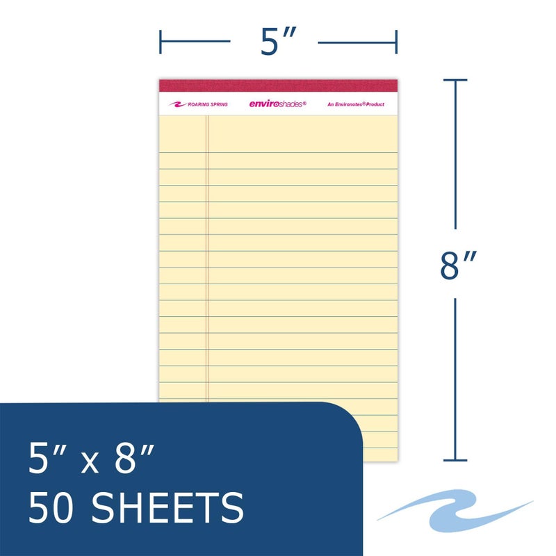 ROARING SPRING Enviroshades Recycled Mini Legal Pads, 6 Pack, 5" x 8" 50 Sheets, Assorted Colors - Image 2