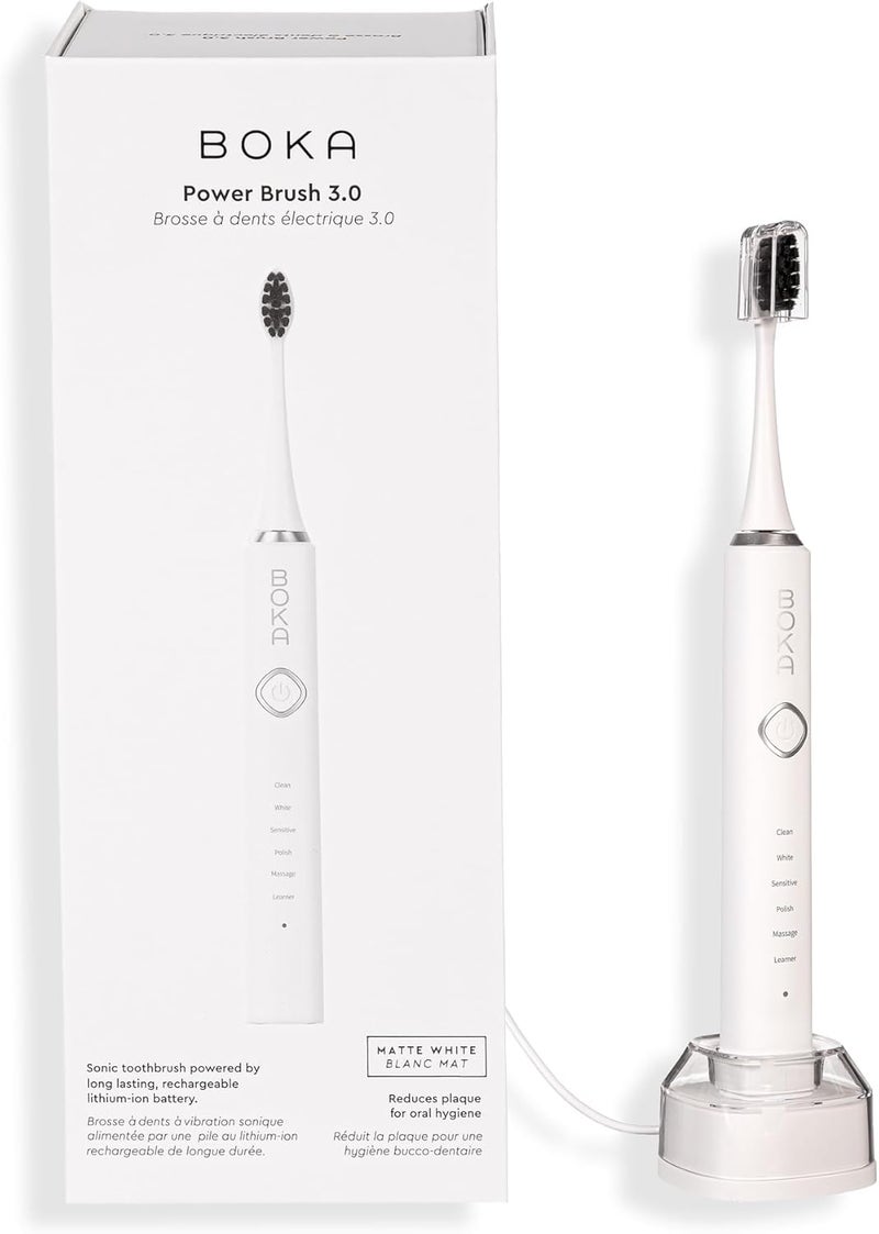 BOKA Boka 30 Electric Toothbrush for Adults w 2 Heads  Rechargeable Sonic Powered Tooth Brush  Charcoal Activated Bristles for Deep Cleaning  Dentist Recommended Oral Care  Charging Base wMicro USB - Image 1