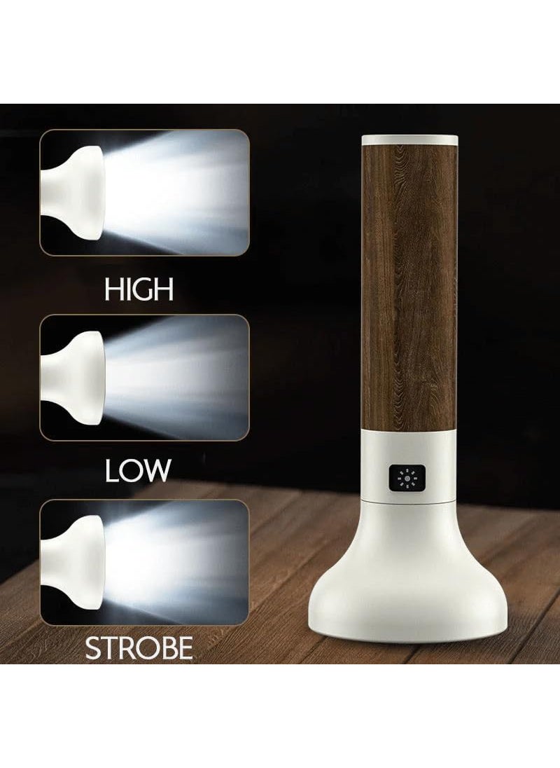 STAR WORK STAR WORK Bright Wooden Handle LED Flashlight Torch for Camping Emergencies Torch White  - Image 2