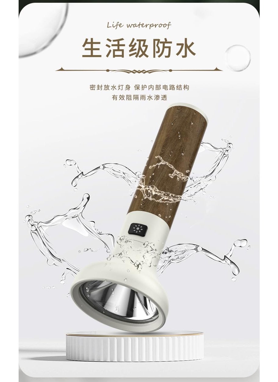 STAR WORK STAR WORK Bright Wooden Handle LED Flashlight Torch for Camping Emergencies Torch White  - Image 4
