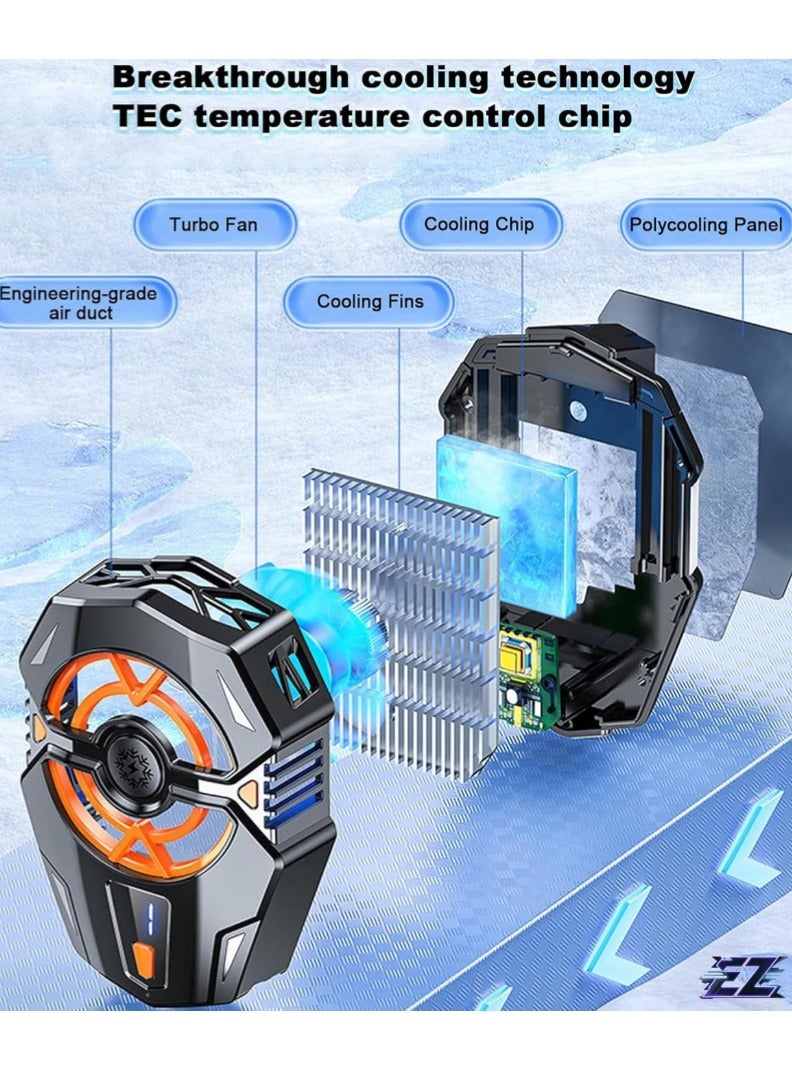 ELTRAZONE Portable Phone Cooler – Lightweight Mobile Cooling Fan, Continuous Freezing Cooling for Gaming and Live Streaming (Black J20) - Image 2