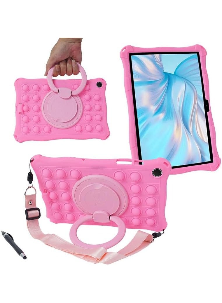 General Case Compatible with Samsung Galaxy Tab A9 Plus/ A9+ Tablet 11 Inch 2023 Kids Soft Silicon 360 Rotating Ring Stand Cover with Should Strap and Pen 