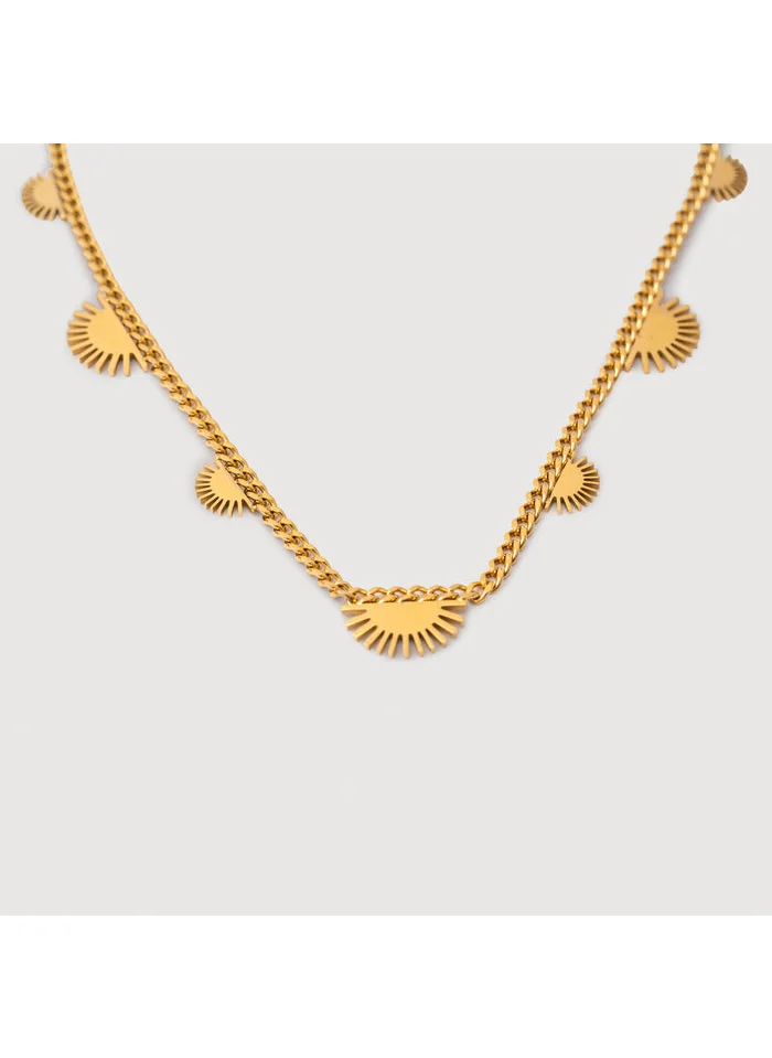 noya Batur Sunrise Motif Chain Necklace - 18K Gold Plated