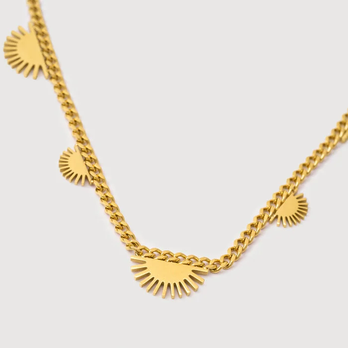 noya Batur Sunrise Motif Chain Necklace - 18K Gold Plated