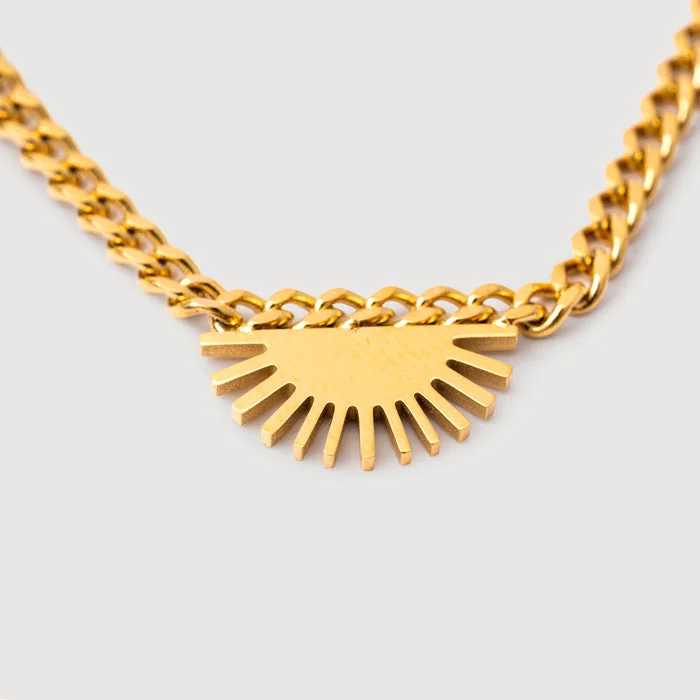 noya Batur Sunrise Motif Chain Necklace - 18K Gold Plated