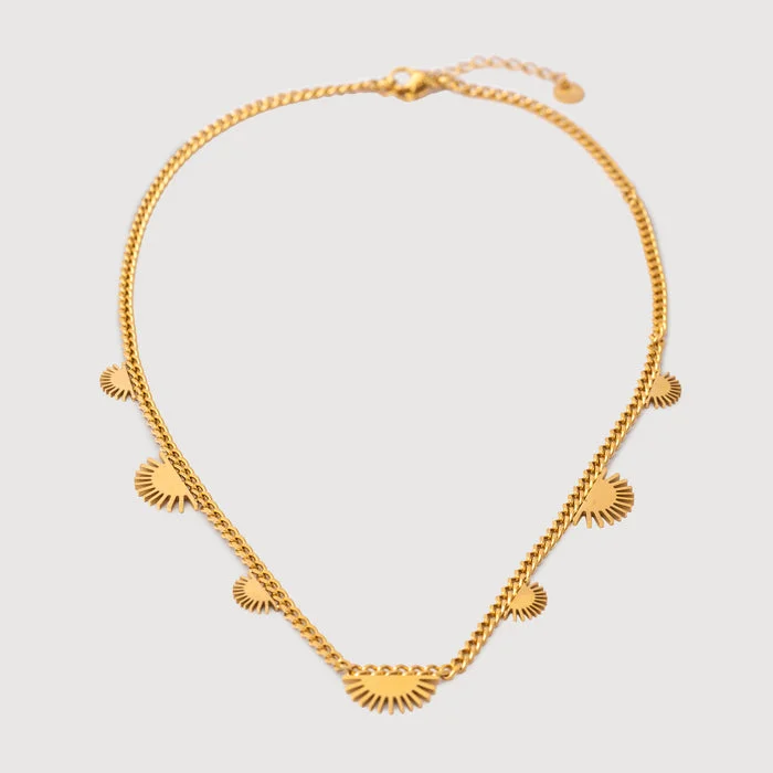 noya Batur Sunrise Motif Chain Necklace - 18K Gold Plated