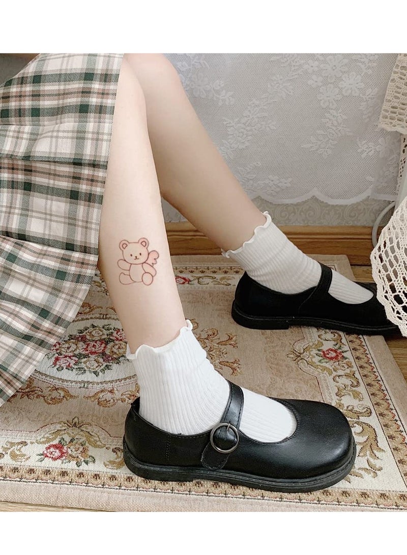 SYOSI 6 Pack Women's Cotton Socks Ruffle Turn-Cuff Casual Ankle Socks Cool Thin Cotton Knit Lettuce - Image 3