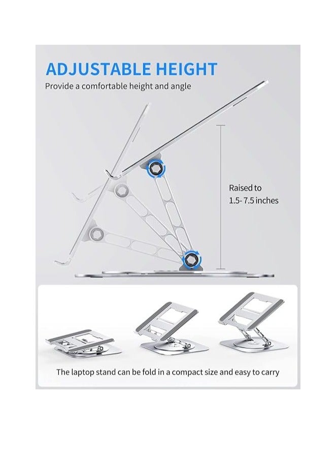 حامل كمبيوتر محمول قوي قابل للتعديل متعدد الزوايا مع قاعدة دوارة 360 درجة، مريح للعمل الجماعي، قابل للطي بالكامل لسهولة التخزين، يناسب أجهزة MacBook وiPad/جميع أجهزة الكمبيوتر المحمولة حتى 16 بوصة - Image 3