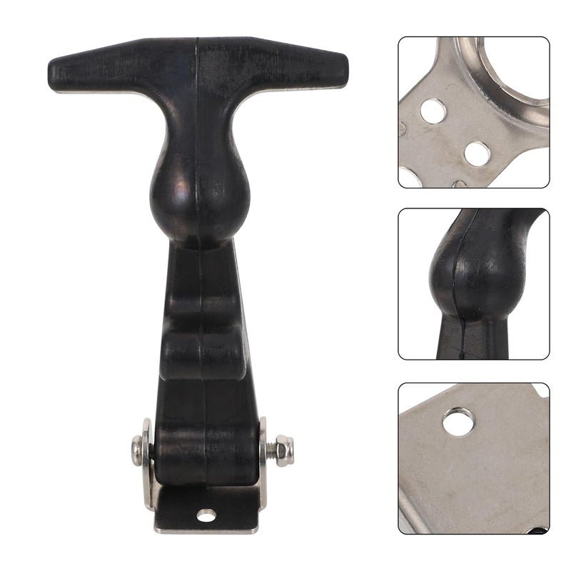 GARVALON 2pcs T-Handle Draw Latches Stainless Steel 304 Rubber Shock-Absorbing Vehicle Engine and Hood Hasp with Brackets for Tool Box Sealing - Image 4