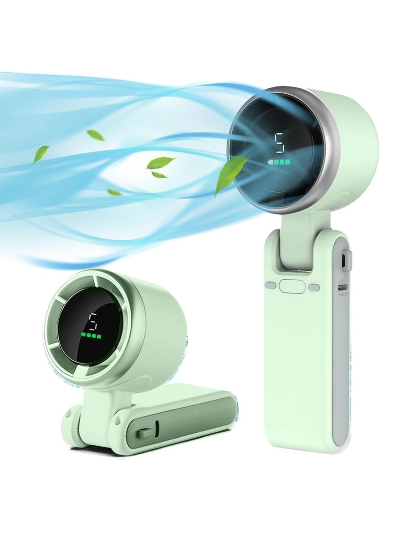 Aookay Personal Portable Handheld Fan: 5000mAh Battery Powered Rechargeable 20H Runtime - 5 Speeds Turbo Cooling Technology Hand Held Fans for Outdoor Travel Camping Hiking (Green) - Image 1