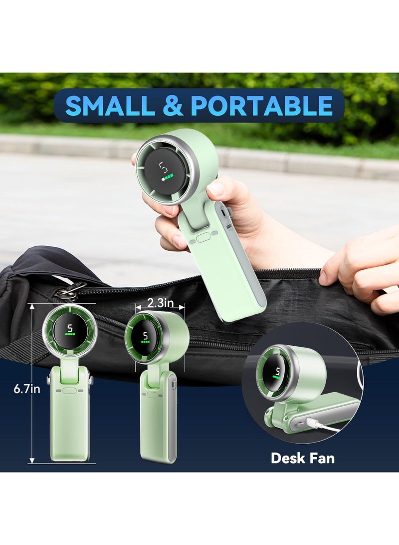 Aookay Personal Portable Handheld Fan: 5000mAh Battery Powered Rechargeable 20H Runtime - 5 Speeds Turbo Cooling Technology Hand Held Fans for Outdoor Travel Camping Hiking (Green) - Image 5