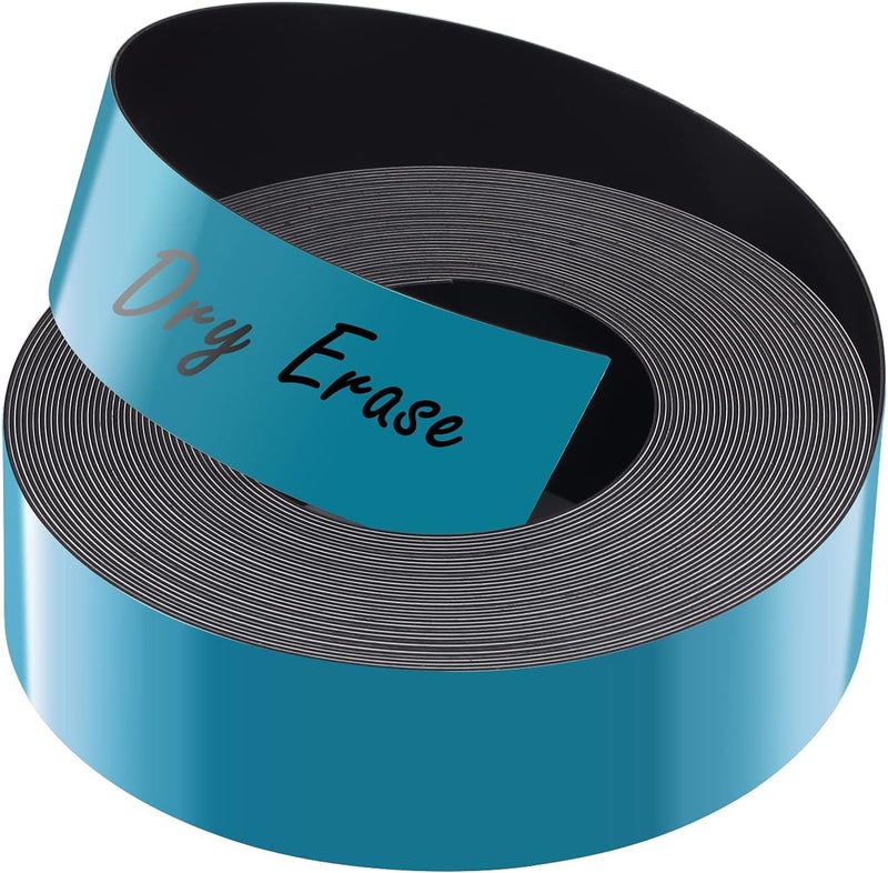 LLPT Dry Erase Magnetic Label Strips 1” x 26 Ft Blank Writable Magnet Roll Labels Reusable Cutable for Refrigerator Shelf Whiteboard Toolbox Craft and Other Metallic Surfaces Blue (DMS146) - Image 1