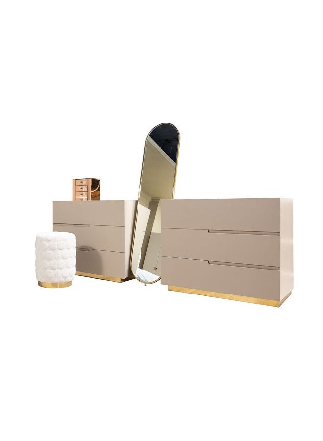 DANUBE HOME Allayal Dresser With Mirror & Stool | Durable Vanity Table | Dressing Makeup Desk With Storage | Modern Design Bedroom Furniture L75xW50xH80cm-White/Beige/Gold  - Image 1