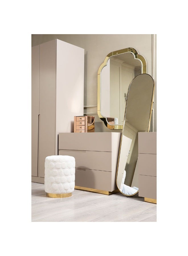 DANUBE HOME Allayal Dresser With Mirror & Stool | Durable Vanity Table | Dressing Makeup Desk With Storage | Modern Design Bedroom Furniture L75xW50xH80cm-White/Beige/Gold  - Image 4